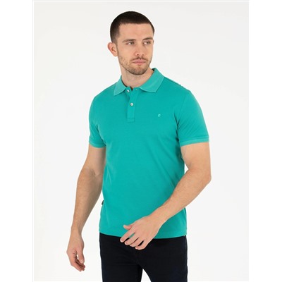 Yeşil Slim Fit Polo Yaka Merserize Tişört