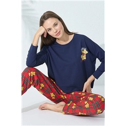 Siyah İnci Pamuklu Likralı Pijama Takımı 7594