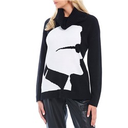 KARL LAGERFELD PARIS Karl Silhouette Long Sleeve Cowl Neck Statement Sweater