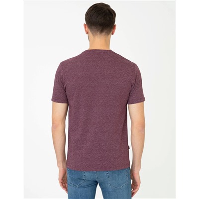 Bordo Slim Fit Bisiklet Yaka Basic Tişört