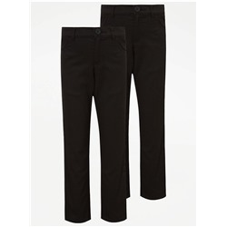 Boys Black Skinny Leg Jean Style Trousers 2 Pack