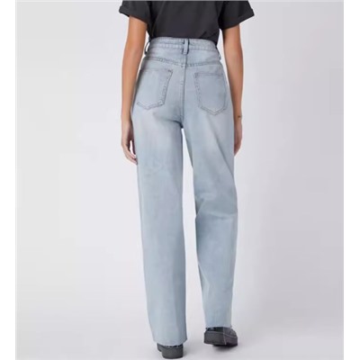Потертые голубые прямые джинсы с высокой талией в стиле ретро SHEI*N