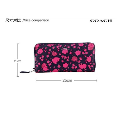 Компактный и универсальный длинный кошелек-клатч Coac*h с принтом Черный/розово-красный  Оригинал