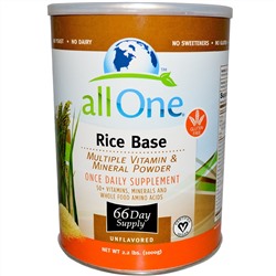 All One, Nutritech, Рисовая основа, Несколько витаминов и минералов в порошке, без вкуса 2.2 фунта (1000 г)