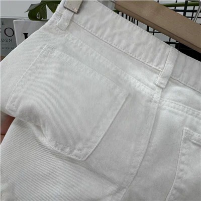Детские белые джинсовые шорты с потёртостями, экспортный магазин