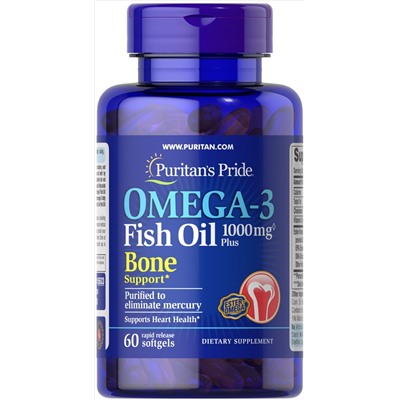 Puritan's Pride Omega-3 Fish Oil 1000 mg Plus Bone Support