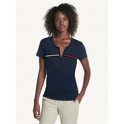 TOMMY HILFIGER ESSENTIAL SPLIT-NECK T-SHIRT