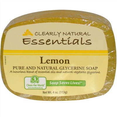 Clearly Natural, Essentials, чистое и натуральное глицериновое мыло, лимон, 113 г