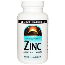 Source Naturals, Цинк, 50 мг, 250 таблеток