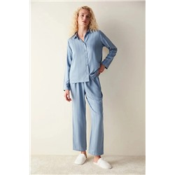 Penti Lucy Mavi Gömlek Pantolon Mavi Pijama Takımı PNUZDZGH23SK-BL6