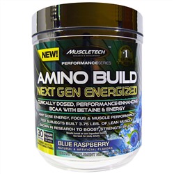 Muscletech, Amino Build Next Gen BCAA Formula With Betaine Energized, Blue Raspberry, 9.96 oz (282 g)
