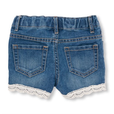 Toddler Girls Crochet-Trim Denim Shortie Shorts