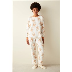 Penti Ayıcık Desenli Kırık Beyaz Pijama Takımı PNGZXRP723SK-B32