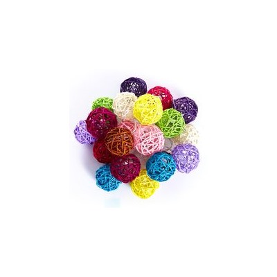 Тайская гирлянда с ротанговыми шариками разных цветов 20 шариков / Lightening balls rattan multicolor