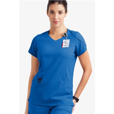 Easy STRETCH Daisy Women's 4-Pocket V-Neck Scrub Top with Petal Sleeves