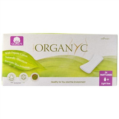Organyc, Прокладки на каждый день из органического хлопка, для незначительных выделений, 24 прокладки