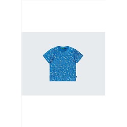 United Colors of BenettonErkek Çocuk Mavi Mix Tenis Kortu Baskılı T-shirt