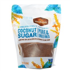 Madhava Natural Sweeteners, Натуральный кокосовый сахар, 1 фунт (454 г)