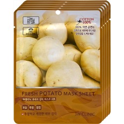 [3W CLINIC] НАБОР/Тканевая маска для лица КАРТОФЕЛЬ Fresh Potato Mask Sheet, 10 шт