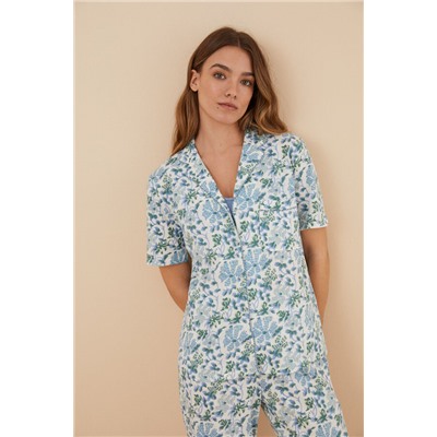 Pijama camisero 100% algodón flores