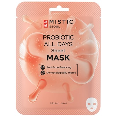 MISTIC PROBIOTICS ALL DAYS Sheet mask Тканевая маска для лица с пробиотиками 24мл