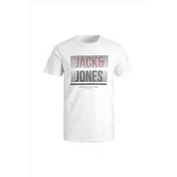 Jack & Jones Jack&jones 12221004 Gogsu Cızgılı Yazılı 0 Yaka Kısa Kol Tshırt 3YETSBS34281BEY