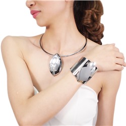 Европейский и американский преувеличенный металлический модный геометрический браслет с воротником, набор трендовых ожерелий, браслет с воротником, набор аксессуаров для женщин