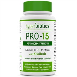 Hyperbiotics, PRO-15, Advanced Strength, With Kiwifruit, 15 Billion CFU, 60 Tablets