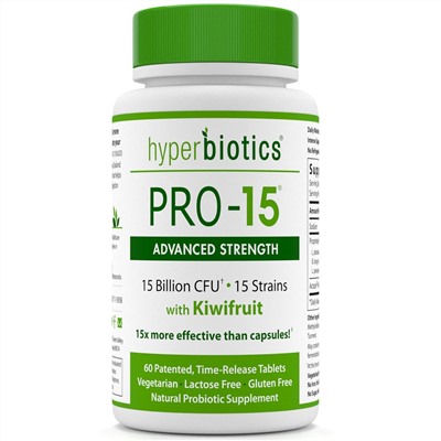 Hyperbiotics, PRO-15, Advanced Strength, With Kiwifruit, 15 Billion CFU, 60 Tablets