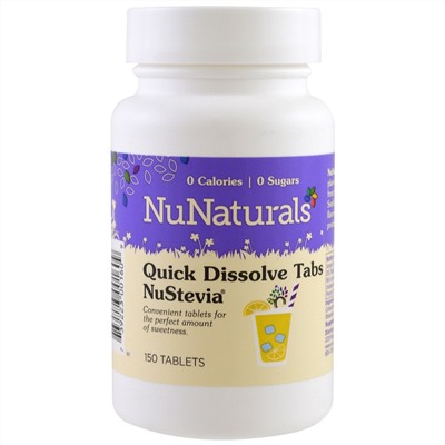 NuNaturals, Быстрорастворимые таблетки NuStevia, 150 таблеток