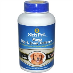 Actipet, Мега защита тазобедренных костей и суставов для собак, натуральный ароматизатор говядины, 60 жевательных таблеток