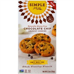 Simple Mills, Натуральное хрустящее печенье без глютена с шоколадной крошкой, 156 г (5,5 унций)