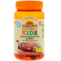 Sundown Naturals Kids, Complete Multivitamin Gummies, Disney Cars 3, Grape, Orange & Cherry Flavored, 60 Gummies