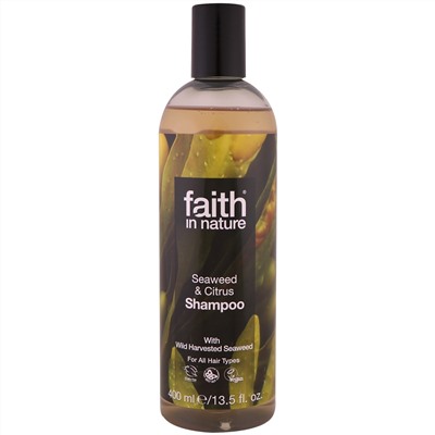Faith in Nature, Шампунь, для всех типов волос, морские водоросли и цитрус, 13,5 жидких унций (400 мл)