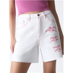 THE PINK PANTHER™ MGM EMBROIDERED DENIM BERMUDA SHORTS