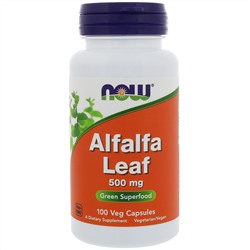 Now Foods, Alfalfa Leaf, 500 mg, 100 Veg Capsules