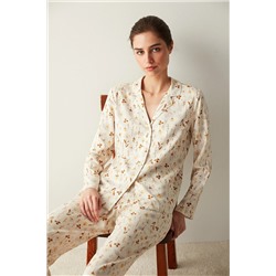 Penti Blossom Soft Gömlek Pantolon Beyaz Pijama Takımı PN96PA5523SK-WT8