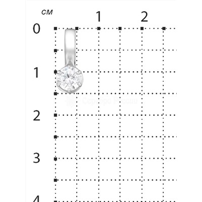 Подвеска из серебра с фианитом родированная 925 пробы 13-0018
