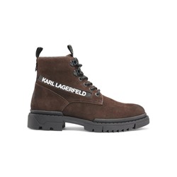 KARL LAGERFELD PARIS Logo Suede Lace-Up Boots