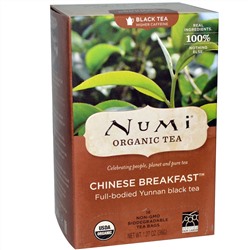 Numi Tea, Органический, Китайский завтрак, черный чай, 18 чайных пакетиков, 1,27 унции (36 г)
