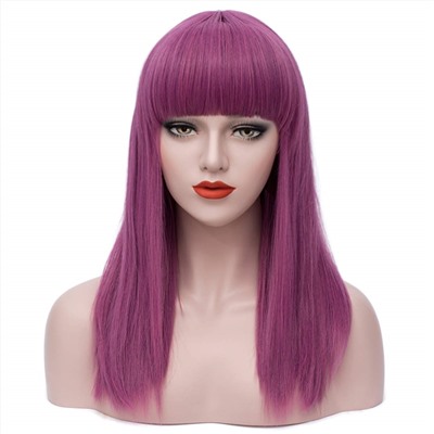 Mersi Long Purple Wigs for Kids Straight Cosplay Wig Anime Costume Party Wig S037