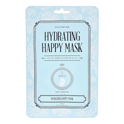 KOCOSTAR HYDRATING HAPPY MASK Увлажняющая тканевая маска для лица с океанической водой и экстрактом водорослей 23мл