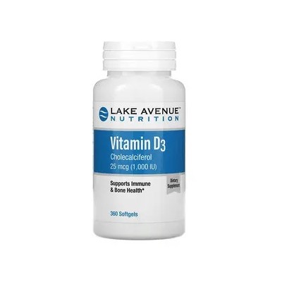Lake Avenue Nutrition, Vitamin D3, 25 mcg (1,000 IU), 360 Softgels