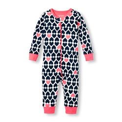 Baby And Toddler Girls Long Sleeve Heart Print Stretchie
