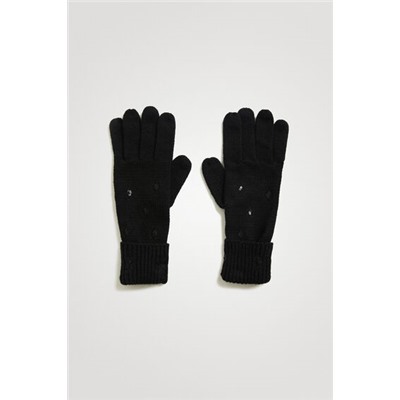 Guantes tricot bordado a tono