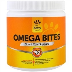 Zesty Paws, Omega Bites, For Pets, Skin & Coat Support, Chicken Flavor, 90 Soft Chews