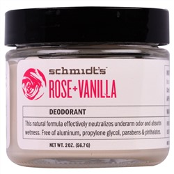 Schmidt's Natural Deodorant, Дезодорант, шиповник + ваниль, 2 унции (56,7 г)