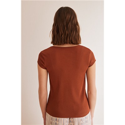 Camiseta algodón marrón