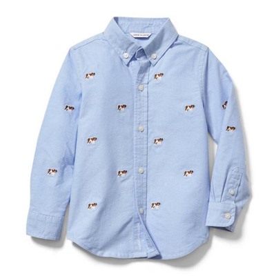 EMBROIDERED CHAMBRAY TOP