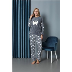 TAMPAP Kadın Kışlık Polar Pijama Takımı Peluş Desenli Takım Tampap 312358 4175282357